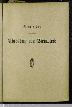 Siebenter Teil. Adreßbuch von Steinpleis