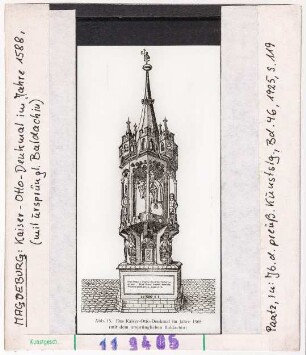 Magdeburg: Magdeburger Reiter mit ursprünglichem Baldachin 1588