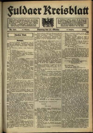 Zweite Ausgabe vom Dienstag, den 25. Oktober 1910.