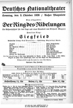 Der Ring des Nibelungen Zweiter Tag: Siegfried