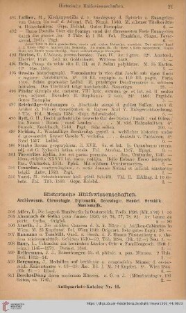 Historische Hülfswissenschaften (Nr. 504 - 644)