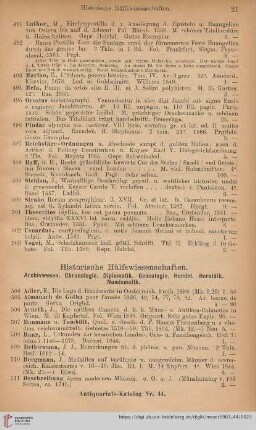 Historische Hülfswissenschaften (Nr. 504 - 644)