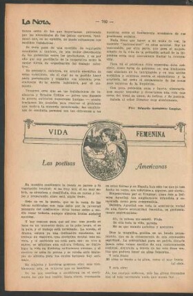 Vida femenina : Las poetisas americanas