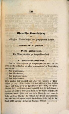 Chemische Untersuchung der wichtigsten Mineralwasser des Herzogthums Nassau, 4. Die Quellen zu Langenschwalbach