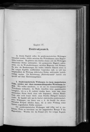 Kapitel IV. Elektrodynamik.