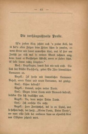 Die verhängnißvolle Probe