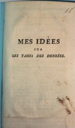 Mes Idées Sur Les Taxes Des Denrées
