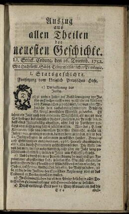 LI. Stück. Coburg, den 16. Decemb. 1752.