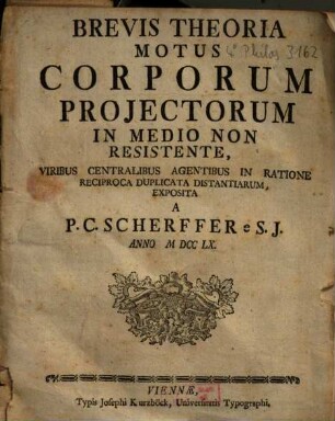 Brevis Theoria Motus Corporum Proiectorum In Medio Non Resistente ...
