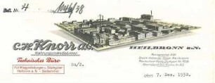 Briefbogen der Fa. C. H. Knorr A.G. mit Firmenansicht