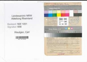 Entnazifizierung Carl Kleutgen , geb. 18.05.1916 (Apotheker)