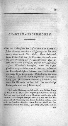 Atlas zur Übersicht der Geschichte aller Europaeischen Staaten von ihrem Ursprunge an bis zum Jahre 1800 : zum Gebrauch beim Unterrichte der studirenden Jugend / Christian Kruse. - Oldenburg : Selbstverl ; Halle : Renger, 1810