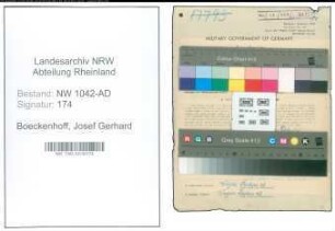 Entnazifizierung Josef Gerhard Boeckenhoff , geb. 07.06.1903 (Landwirt)