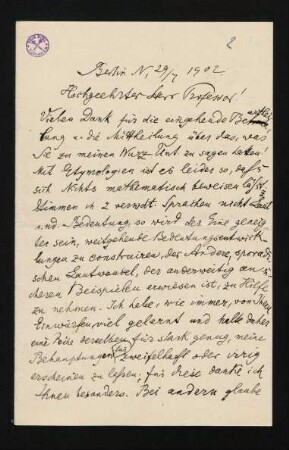 Brief 2: 29.07.1902