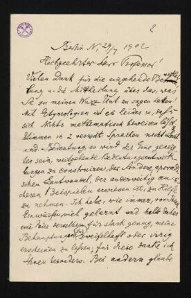 Brief 2: 29.07.1902
