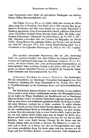 Brahms, Johannnes :: Johannes Brahms in seiner Familie, der Briefwechsel mit den Lebensbildern der Hamburger Verwandten / hrsg. von Kurt Stephenson, (Veröffentlichungen aus der Hamburger Staats- und Universitätsbibliothek, 9) : Hamburg, Hauswedell, 1973