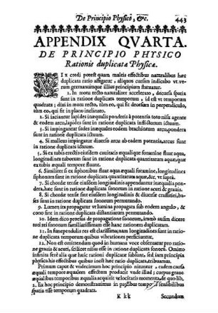 Appendix Qvarta. De Principio Physico Rationis duplicata Physica.