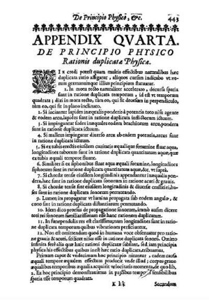 Appendix Qvarta. De Principio Physico Rationis duplicata Physica.