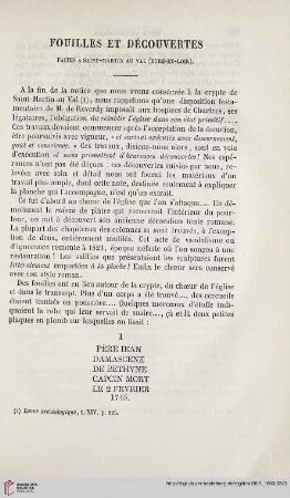 Fouilles et découvertes faites à saint-Martin au Val (Eure-et-Loir)