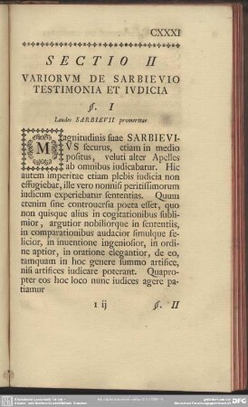 Sect. II Variorum De Sarbievio Testimonia Et Iudicia