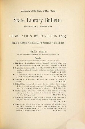 State Library bulletin. Legislation. 9. 1898 (1897)