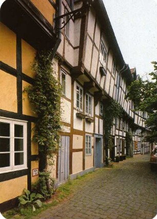 Postkarte. Adolfstraße, restaurierte Fachwerkhäuser