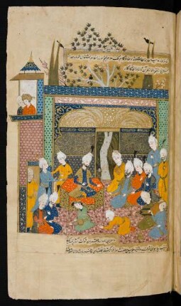 Illustration: Šāh Ismāʽīl II. auf dem Thron