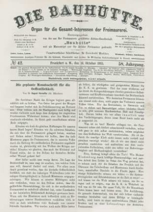 No. 42. Frankfurt a. M., den 16. Oktober 1915. 58. Jahrgang.