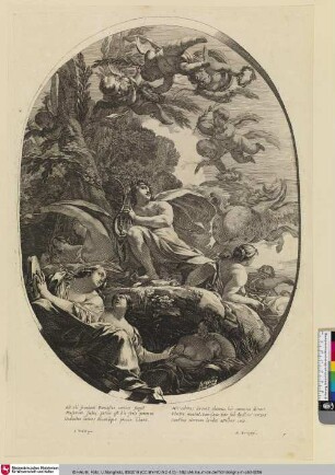 [Apollo spielt die Leier auf dem Berg Parnass; Apollon jouant de la lyre sur le Parnasse]