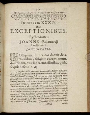 Disputatio XXXIV. De Exceptionibus.