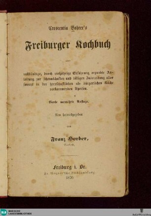 Crescentia Bohrer's Freiburger Kochbuch ...