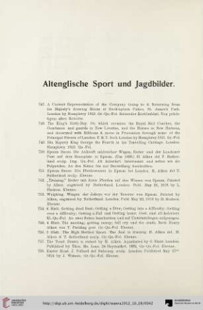 Altenglische Sport und Jagdbilder (Nr. 747-777)