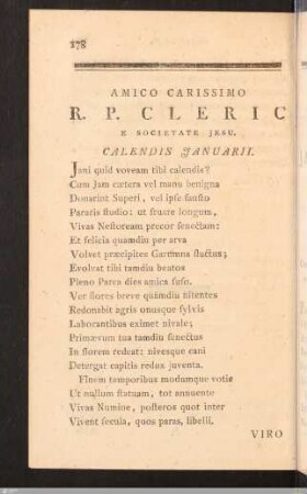 Amico Carissimo R. P. Cleric