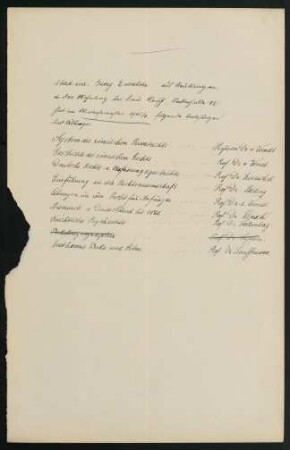 Vorlesungen Wintersemester 1905/06