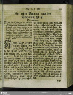 Am ersten Sonntage nach der Erscheinung Christi