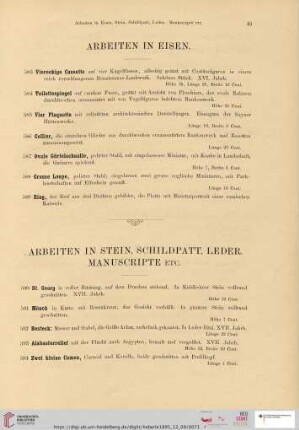 Arbeiten in Eisen (Nr. 583-589)
