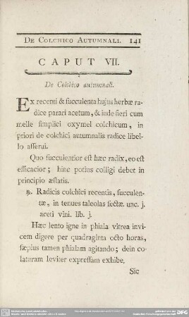 Caput VII. De Colchico autumnali