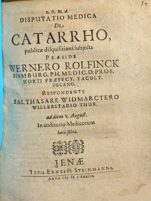 Disputatio Medica De Catarrho