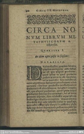 Circa nonum Librum Metaphysicorum Aristotelis