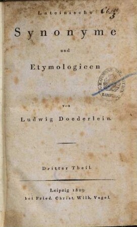 Lateinische Synonyme und Etymologieen, 3