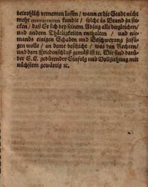 Copia Schreibens von Ihrer Kais. Mt. an Chur-Pfalz die Restitution der Stadt Weyden betr. abgangen