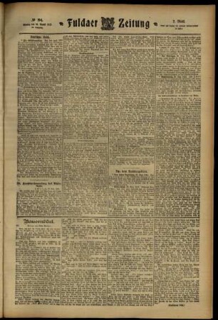 Zweite Ausgabe vom Montag, den 26. August 1912.