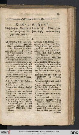Erster Anhang. Alphabetisches Verzeichniß Lateinischer Wörter [...]