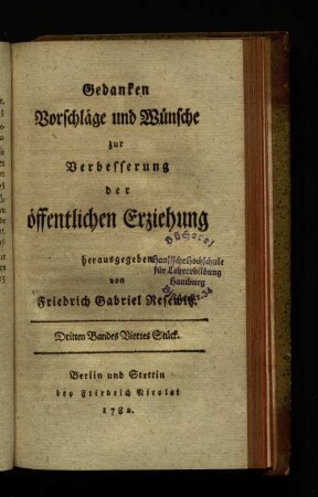 Dritten Bandes Viertes Stück.