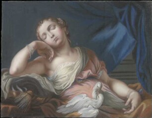Schlafende Venus mit zwei turtelnden Tauben