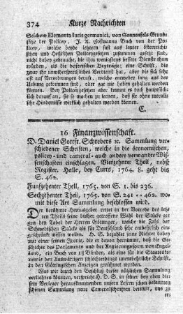 16. Finanzwissenschaft.