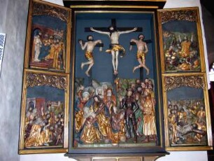Flügelaltar mit der Kreuzigung Christi und Passionsszenen