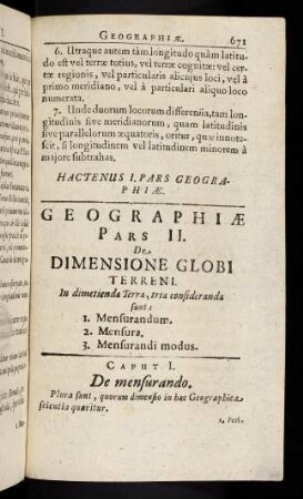 671-709, Pars II: De Dimensione Terrae agitur.