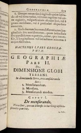 671-709, Pars II: De Dimensione Terrae agitur.