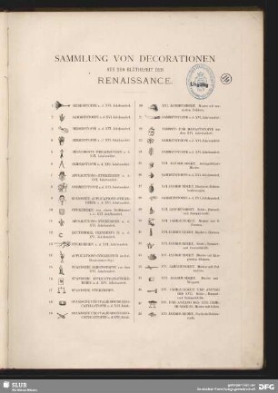 Sammlung von Decorationen aus der Blütezeit der Renaissance